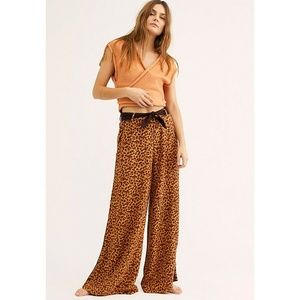 Free People Mustard Red Cheetah Animal Print Pants